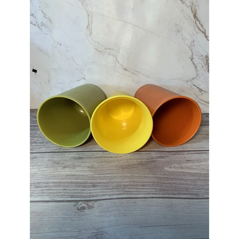 Vintage Set Of 3 8oz Tupperware Harvest Tumblers Cups 1320‎ Great Shape